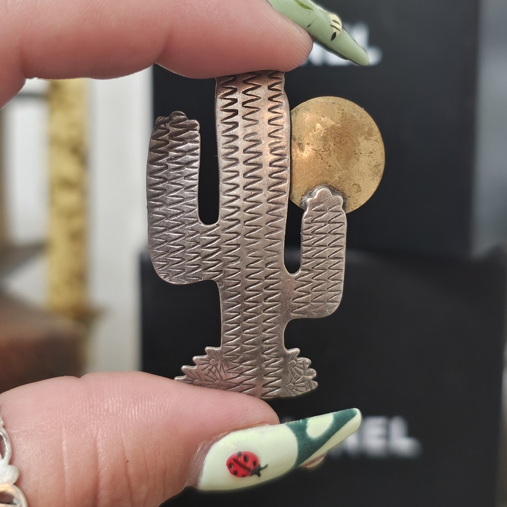 Sterling Silver Cactus Pierced Earrings - Picture 8 of 11